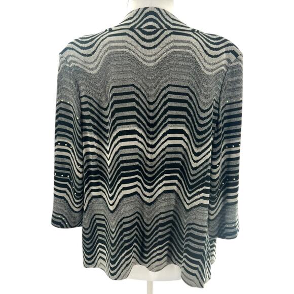 Ming Wang wavy striped studded cardigan sz L - Picture 2 of 6